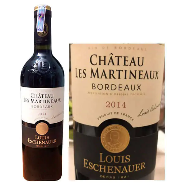 Rượu Chateau Les Martineaux Bordeaux