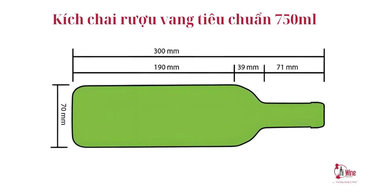 Kích thước chai rượu vang tiêu chuẩn 750ml 